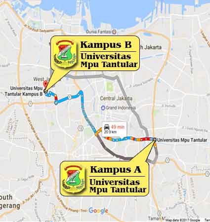 Location and Map (Google Map) University of Mpu Tantular Jakarta Nomor